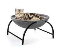 LIFLIX Elevated Cat Hammock Bed, Free-Standing Cat Cot with Removable Plush, Raised Stable Pet Bed (Gray)