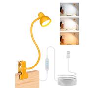 LiFMIRA Clip on Reading Light for Bed 3 Color Modes, 10 Brightness Dimmable, Flexible Gooseneck Clip on Lamp, Eye Care Clip Light for Bed Headboard Desk Home Dorm, Yellow