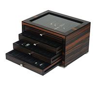 Lifomenz Co Stackable Wooden Display Case with Drawer - Slot Ebony Pen Cabinet, Luxury Fountain Pen Storage Box with Glass Window for Collection (4)