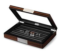 Lifomenz Co Wood Cufflink Box with Glass Window Cufflink Display Case Ring Organizer and Cufflink Box for men Hold 36-46 Pairs