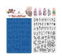 LIFOOST Nail Stamping Plate Flower Leaves Pattern Template Plates for Stamping Cute Image and Art Design on Fingernails Floral Garden Petals Bloom Spring Flowers Transfer Templates