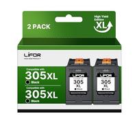 LIFOR 305XL Ink Cartridges Black Replacement for HP 305 Black Ink Cartridge,Printer Ink 305 XL for HP DeskJet 2710 2720 2722 Plus 4100 4120 4130 Envy 6010 6020 6032 Pro 6400 6430 6432(2 Black Pack)