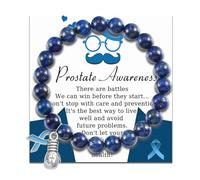 liforlove Prostate Cancer Bracelets Prostate Cancer Awareness Encouragement Gifts Inspirational Gift Blue Ribbon Blue Awareness Bracelet Gift For Man, M, Stone, no gemstone