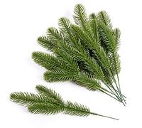Lifreer 24Pcs Artificial Pine Tree Branches Plastic Fake Pine Needle Garland Fake Plant Flower for Garland Wreath Christmas Embellishing and Home Garden
