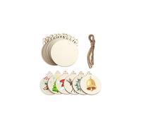 Lifreer 30PCS Natural Wood Slices Wooden Round Baubles Blank Hanging Wood Christmas Tree Hanging Ornaments for DIY Crafts Christmas Tree Decorations