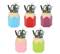 Lifreer 5 Pack Lovely Pencil Tip Design Pencil Pot Set, Plastic Pen Pots, Pens Pencil Holder Desk Organiser Stationery Storage Home Office Desk Tidy Organisers