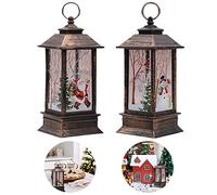 Lifreer Christmas Decorations, 2PCS Tiny Christmas Decorations Lights Vintage Xmas Candle with LED Tea Light Santa Claus and Snowman Light for Xmas Winter Holiday Party Decor