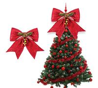 Lifreer Christmas Tree Bows Red Bows for Christmas Tree Large Christmas Tree Topper Bow for Christmas Tree Ornaments, Christmas Wreath Decorations, 25*27 centimeters