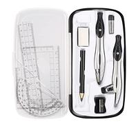 Lifreer Compass Geometry Sets, 10 Pcs Maths Sets For Secondary School, Protractor And Compass Set For Drafting And Drawing (Blue) (Black)