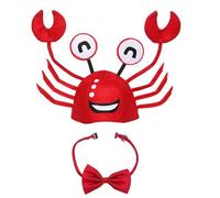 Lifreer Crab Hat, Adjustable Funny Animal Fancy Dress Hats + Red Wine Bow Tie, Red Crab Headband for Halloween Christmas Cosplay Party Costume Adult Boys Girls