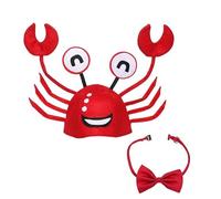 Lifreer Crab Hat, Adjustable Funny Animal Fancy Dress Hats + Red Wine Bow Tie, Red Crab Headband for Halloween Christmas Cosplay Party Costume Adult Boys Girls