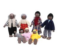 Lifreer Dolls House People, Wooden Dolls House Furniture, Little People House Decor Accessories, Happy Family Furniture Miniature 7 Mini Family for Girls Kids Children Toy Gift