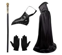 Lifreer Halloween Plague Doctor Mask, Halloween Costume Props, Plague Doctor Costume, Steampunk Halloween Mask, Long Nose Birdbeak Mask with Gloves, Hooded Coat for Halloween Cosplay Party