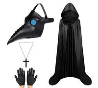 Lifreer Halloween Plague Doctor Mask, Long Nose Beak Mask, Plague Doctor Costume, Halloween Beak Mask with Cloak, Steampunk Halloween Mask Costume Props for Halloween Cosplay Party, Black B