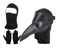 Lifreer Halloween Props Costume Set, Plague Doctor Mask Steampunk Props Bird Mask with Black Gloves, Full Face Mask Halloween Cosplay Fancy Dress Carnival Accessories for Kid and Adult
