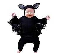 Lifreer Halloween Toddler Bat Pattern Romper with Hat Halloween Cosplay Costume Jumpsuits Outfits for Newborn Baby Boys Girls (18-24 Months)