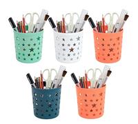 Lifreer Pen Pots, 5 Pack Hollow Star Pencil Holder Set, Pencil Pot, Desk Organiser Stationery Storage Home Office Desk Tidy Organisers for Office School Classroom Home Supplies