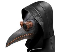 Lifreer Plague Doctor Bird Mask for Halloween Party, Soft Latex Punk Cosplay Mask with Adjustable Bird Beak for Role-playing Props (Grey)