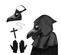 Lifreer Plague Doctor Mask and Costume for Men - Steampunk Bird Mask with Gloves & Cloak for Gothic Halloween