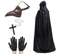 Lifreer Plague Doctor Mask & Costume for Men - Steampunk Bird Mask with Gloves & Cape for Gothic Halloween