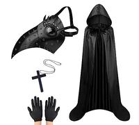 Lifreer Plague Doctor Mask with Cloak - Bird Beak Mask Costume for Halloween Cosplay Party