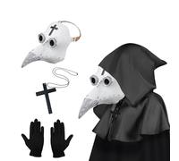 Lifreer Plague Doctors Mask, Steampunk Bird Steampunk Halloween Costume for Adults With White Mask, Gloves & Hooded Cloak Cape