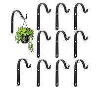 Lifreer Set of 10 Small Hanging Basket Bracket Hooks Iron Wall Hanging Hooks Curved Up Plant Hook for Hang Bird Feeders, Lanterns (2.8 * 1.6inches)