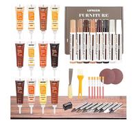Lifreer Wood Furniture Repair Kit - 40 Pcs Wood Filler, Touch Up Markers with Wax Sticks - for Wood Floors, Stains, Scratches,Tables, Door, Carpenters, Bedposts