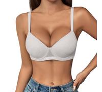 Lift Bras for Women Sexy Deep V Plunge Underwire Support Bras 2 Sizes Bigger Boost Bra Super Maximise Push Up Thick Padded Bombshell VS add 2 Cups Assets Full Effect White