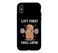 Lift First Chill Later Cute Capybara Gym Workout Humor Art Case for iPhone X/XS