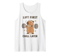 Lift First Chill Later Cute Capybara Gym Workout Humor Art Tank Top