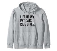 Lift Heavy Pet Cats Ride Bikes Gym Workout Motorcycle Zip Hoodie