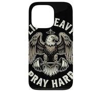 Lift Heavy Pray Hard Bald Eagle Christian Barbell Gym Case for iPhone 13 Pro