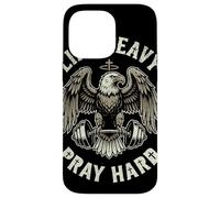 Lift Heavy Pray Hard Bald Eagle Christian Barbell Gym Case for iPhone 14 Pro Max