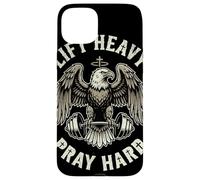 Lift Heavy Pray Hard Bald Eagle Christian Barbell Gym Case for iPhone 15 Plus