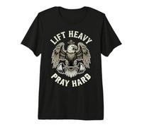 Lift Heavy Pray Hard Bald Eagle Christian Barbell Gym Premium T-Shirt
