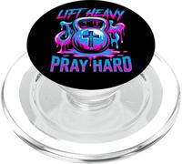 Lift Heavy Pray Hard Barbell Weightlifting Gym Christian Men PopSockets PopGrip for MagSafe