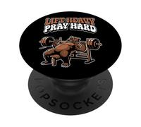 Lift Heavy Pray Hard Bear Weightlifting Gym Christian Men PopSockets Adhesive PopGrip