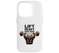 Lift Heavy Pray Hard Bear Weightlifting Powerlifting Gym Case for iPhone 14 Pro