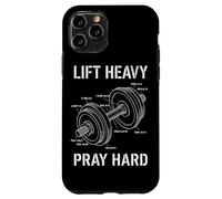 Lift Heavy Pray Hard Bible Verse Dumbbell Anatomy Case for iPhone 11 Pro