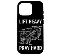 Lift Heavy Pray Hard Bible Verse Dumbbell Anatomy Case for iPhone 16 Pro