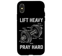 Lift Heavy Pray Hard Bible Verse Dumbbell Anatomy Case for iPhone X/XS