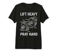 Lift Heavy Pray Hard Bible Verse Dumbbell Anatomy Premium T-Shirt