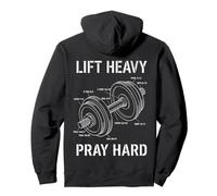Lift Heavy Pray Hard Bible Verse Dumbbell Anatomy Pullover Hoodie