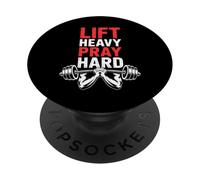 Lift Heavy Pray Hard Christian Gym Faith Workout Motivation PopSockets Adhesive PopGrip