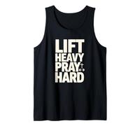 Lift Heavy Pray Hard Christian Gym Motivation Barbell Cross Tank Top