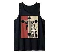 Lift Heavy Pray Hard Christian Gym Powerlifting Cross Tank Top