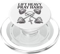 Lift Heavy Pray Hard Vintage Weightlifting Gym Christian Men PopSockets PopGrip for MagSafe