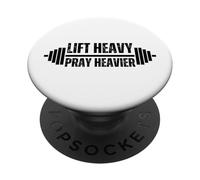 Lift Heavy Pray Heavier Barbell Gym Faith PopSockets Adhesive PopGrip