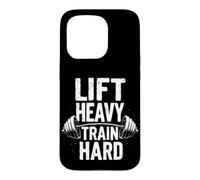 LIFT HEAVY TRAIN HARD Motivational Barbell Quote Case for iPhone 15 Pro